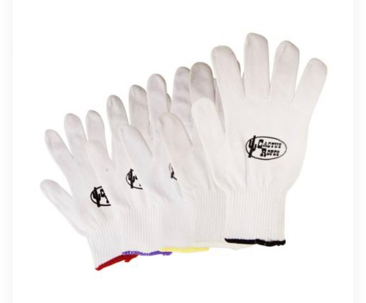 Cactus Ropes White Cotton Roping Gloves Frontier Trailers & Roping Supply