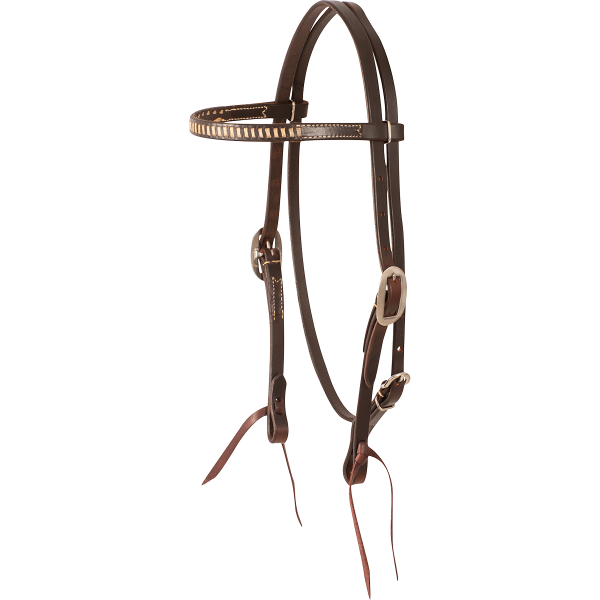 HS BB Rawhide Laced Chocolate and Harness Headstall – Frontier