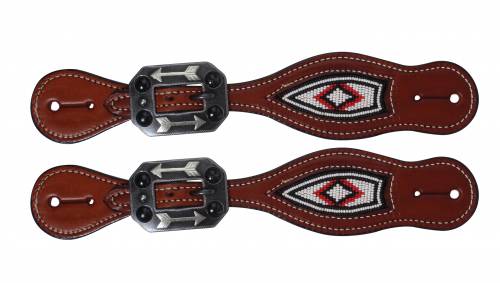 Professional Choice Red and White Beaded Spur Strap