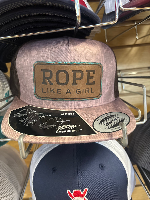 Hooey Rope Like a Girl Pink Aztec 5 Panel Flat Brim