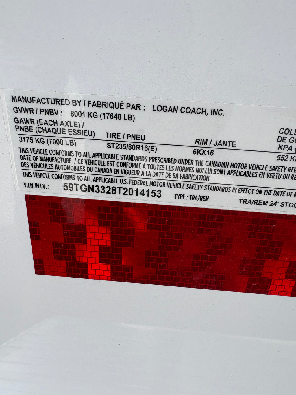 2026 Logan Coach 24’ Stock Combo T/T #14153