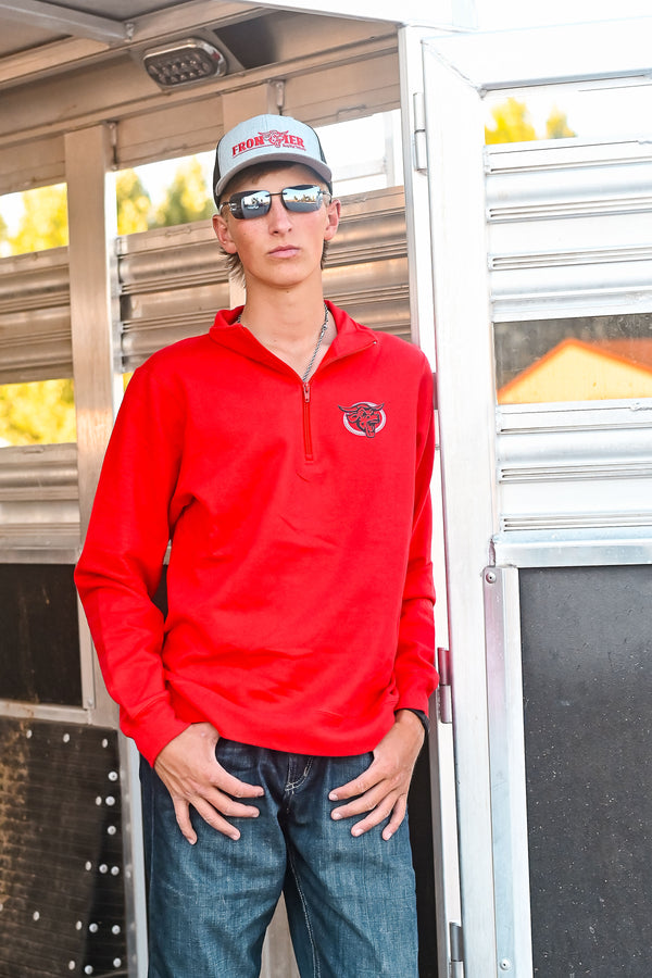 '24 Logo 1/4 Zip in Red