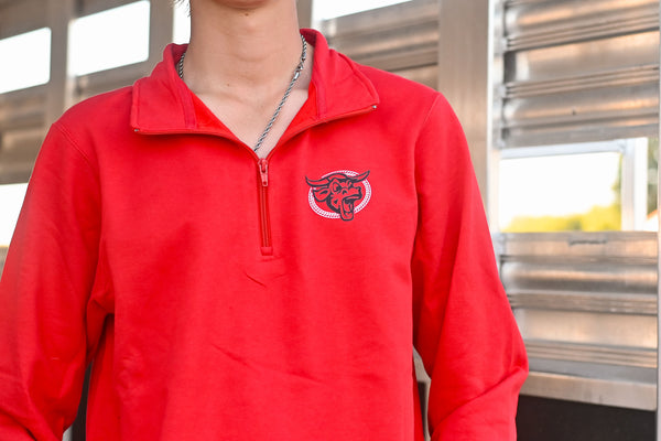 '24 Logo 1/4 Zip in Red