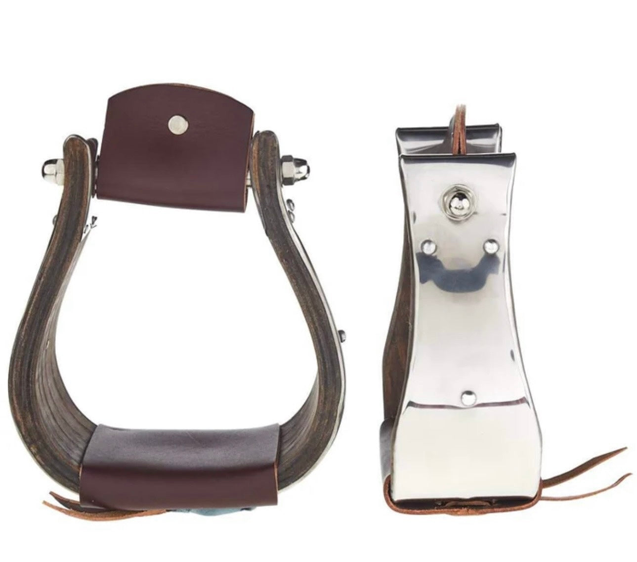 Partrade Open Range 3-1/4” Stainless Steel Covered Wooden Stirrups