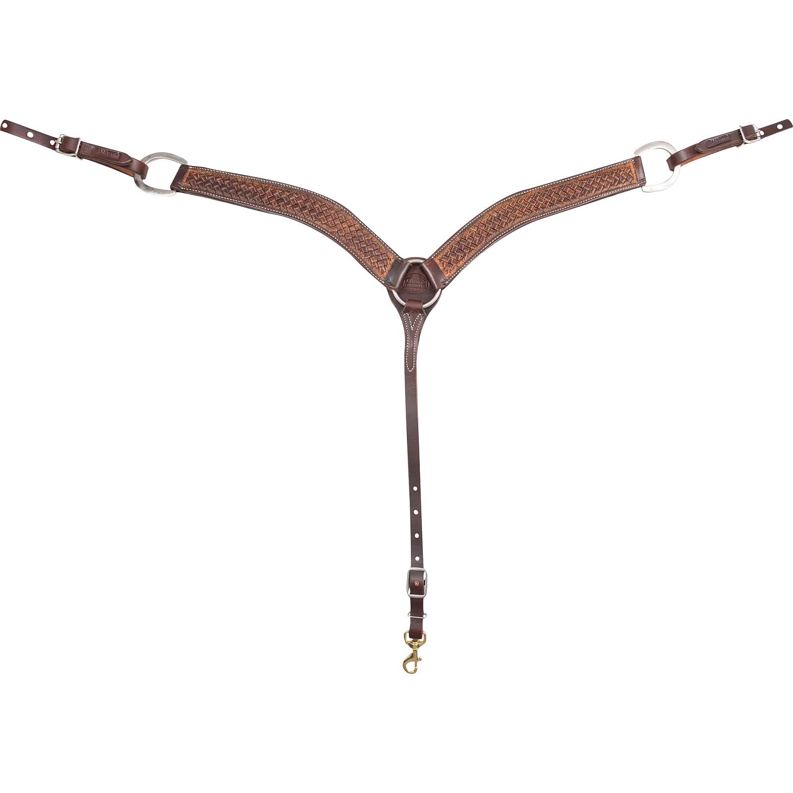 Breastcollar, 2-inch with Weave Tooled with Weathered Antique