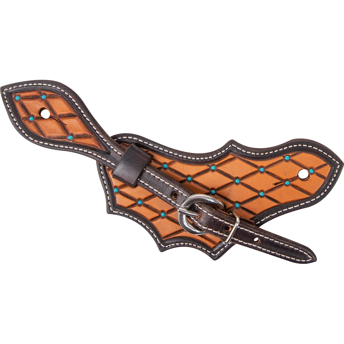 Martin Saddlery Turquoise Dot Oak Leaf Spur Strap