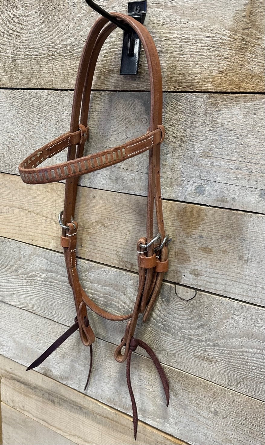 HS BB Rawhide Laced Chocolate and Harness Headstall