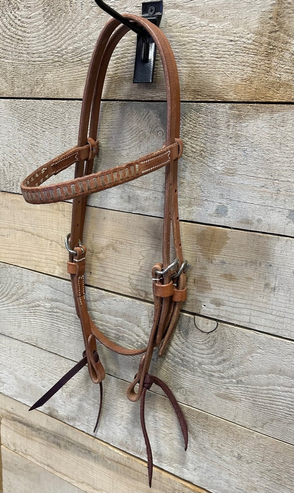 HS BB Rawhide Laced Chocolate and Harness Headstall